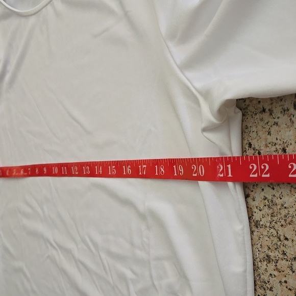 Susan Graver Short Sleeve White-Liquid Knit Top Women size L - Picture 7 of 8